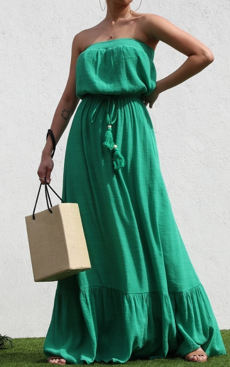 Olivia Maxi Dress Kelly Green  Nash Couture