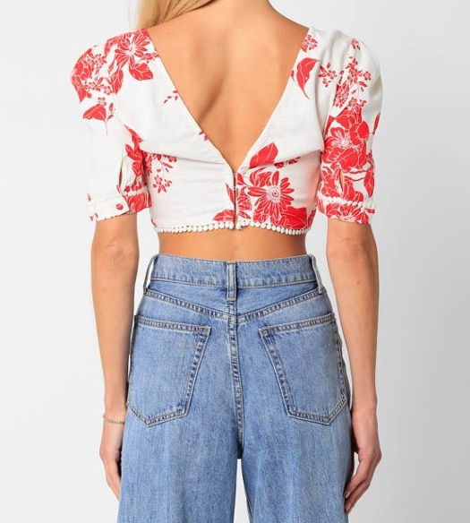 Mia Red & White Floral Top