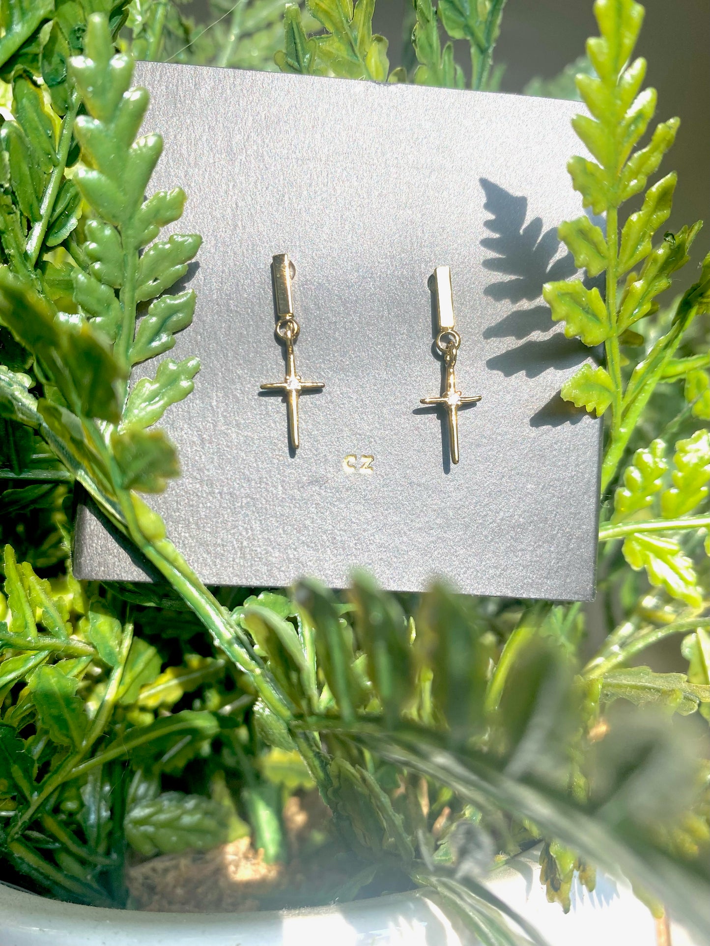 Luz 14 Karat Gold Dipped Cross Earring