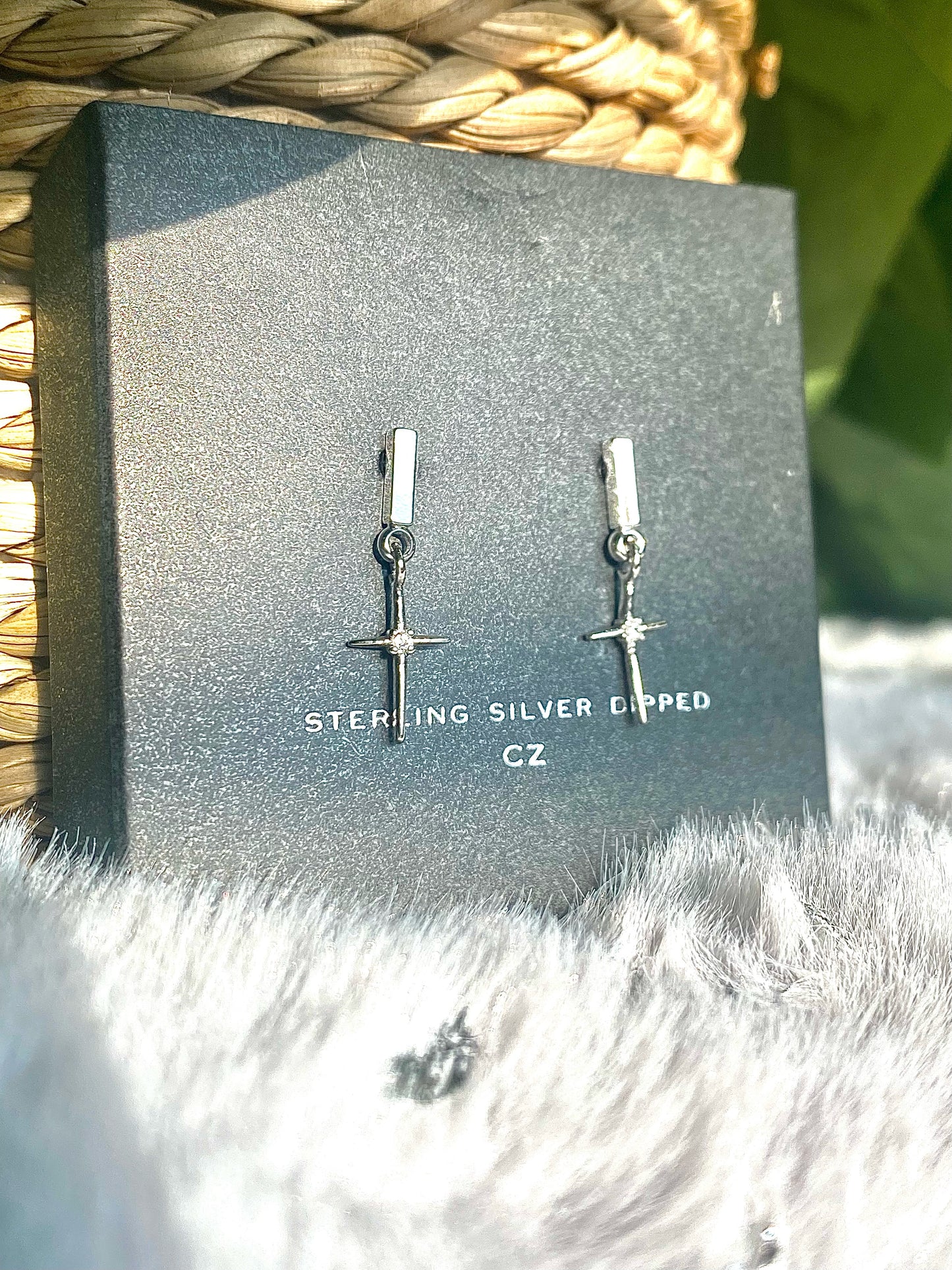 Luz Sterling Siver Dipped Cross Earring