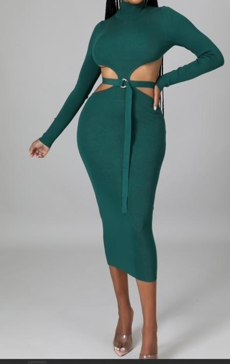 Emerald Cutout Midi Dress