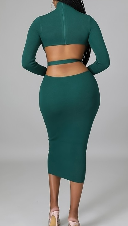 Emerald Cutout Midi Dress